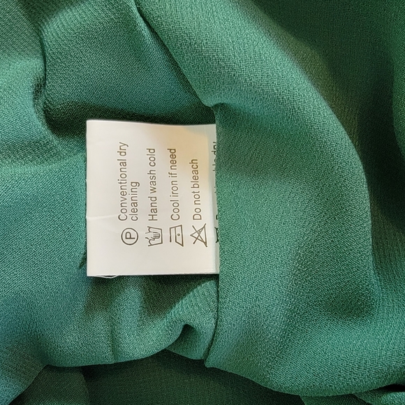 Women's Off The Shoulder Ruffle Short Sleeve Wrap Ruched Smocked Green - Picture 4 of 7